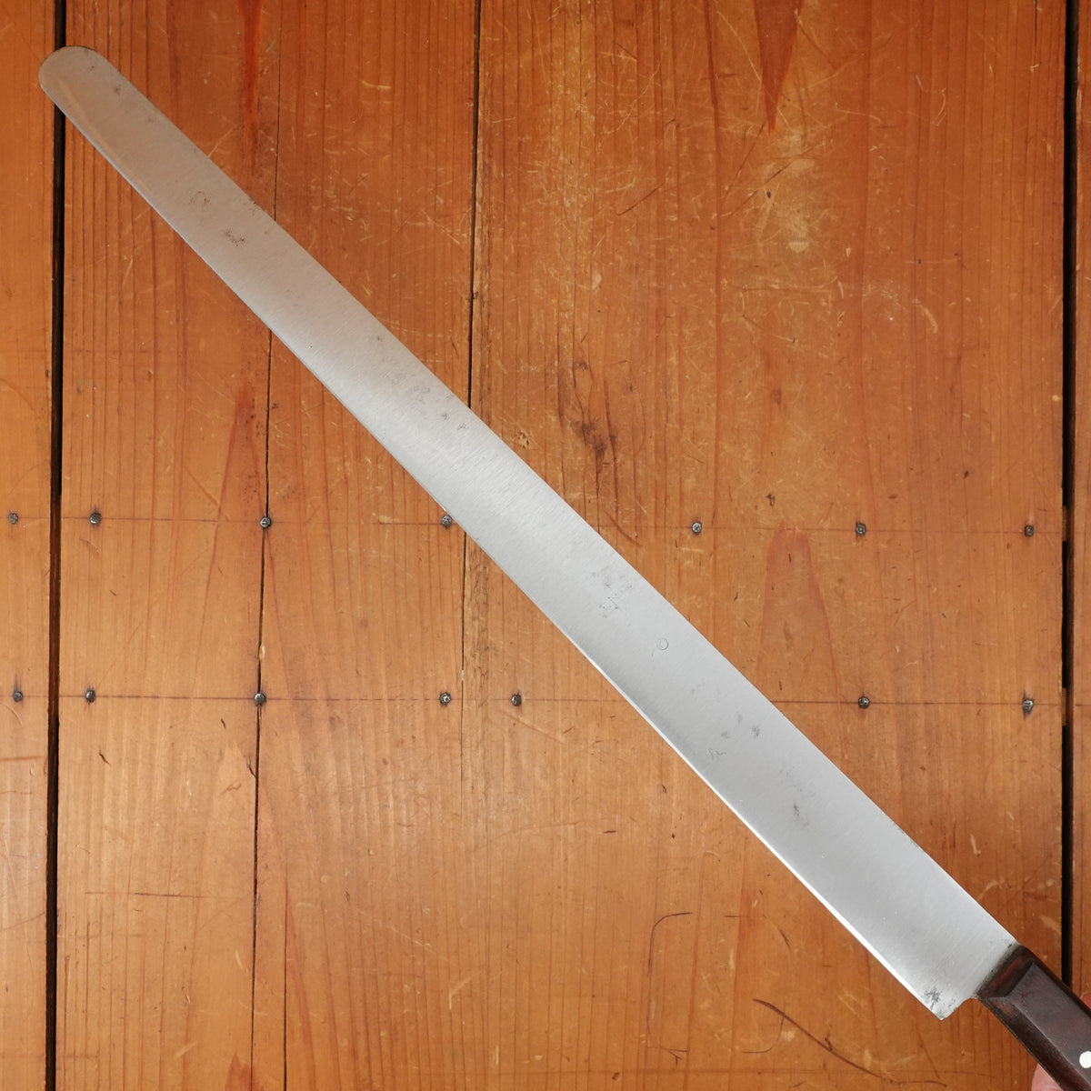 New Old Stock Pino Extra 12.75" Narrow Round Nosed Slicer Carbon Plum Wood Handle Maniago, Italy ~1950s 60s