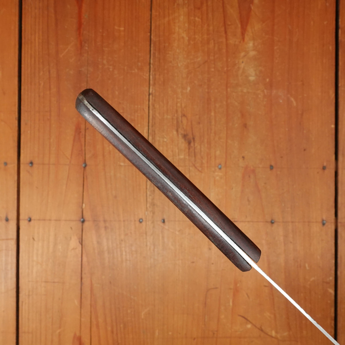 New Old Stock Pino Extra 12.75" Narrow Round Nosed Slicer Carbon Plum Wood Handle Maniago, Italy ~1950s 60s