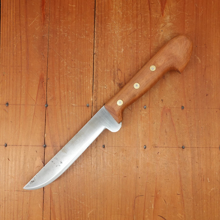 New Old Stock Pino Extra 6.25" Heavy Boning Knife Carbon Cherry Wood Handle Maniago, Italy ~1950s 60s