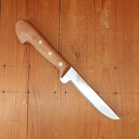 New Old Stock Pino Extra 6.25" Heavy Boning Knife Carbon Cherry Wood Handle Maniago, Italy ~1950s 60s