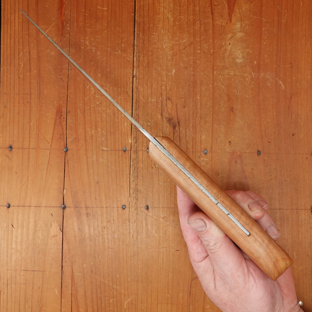 New Old Stock Pino Extra 6.25" Heavy Boning Knife Carbon Cherry Wood Handle Maniago, Italy ~1950s 60s