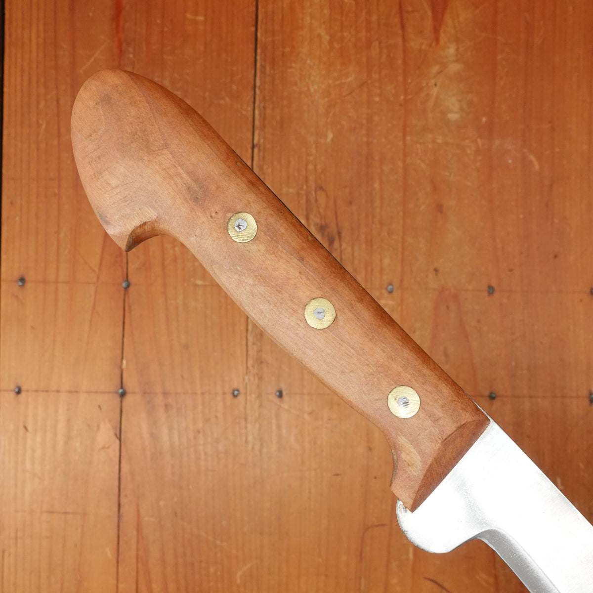 New Old Stock Pino Extra 6.25" Heavy Boning Knife Carbon Cherry Wood Handle Maniago, Italy ~1950s 60s