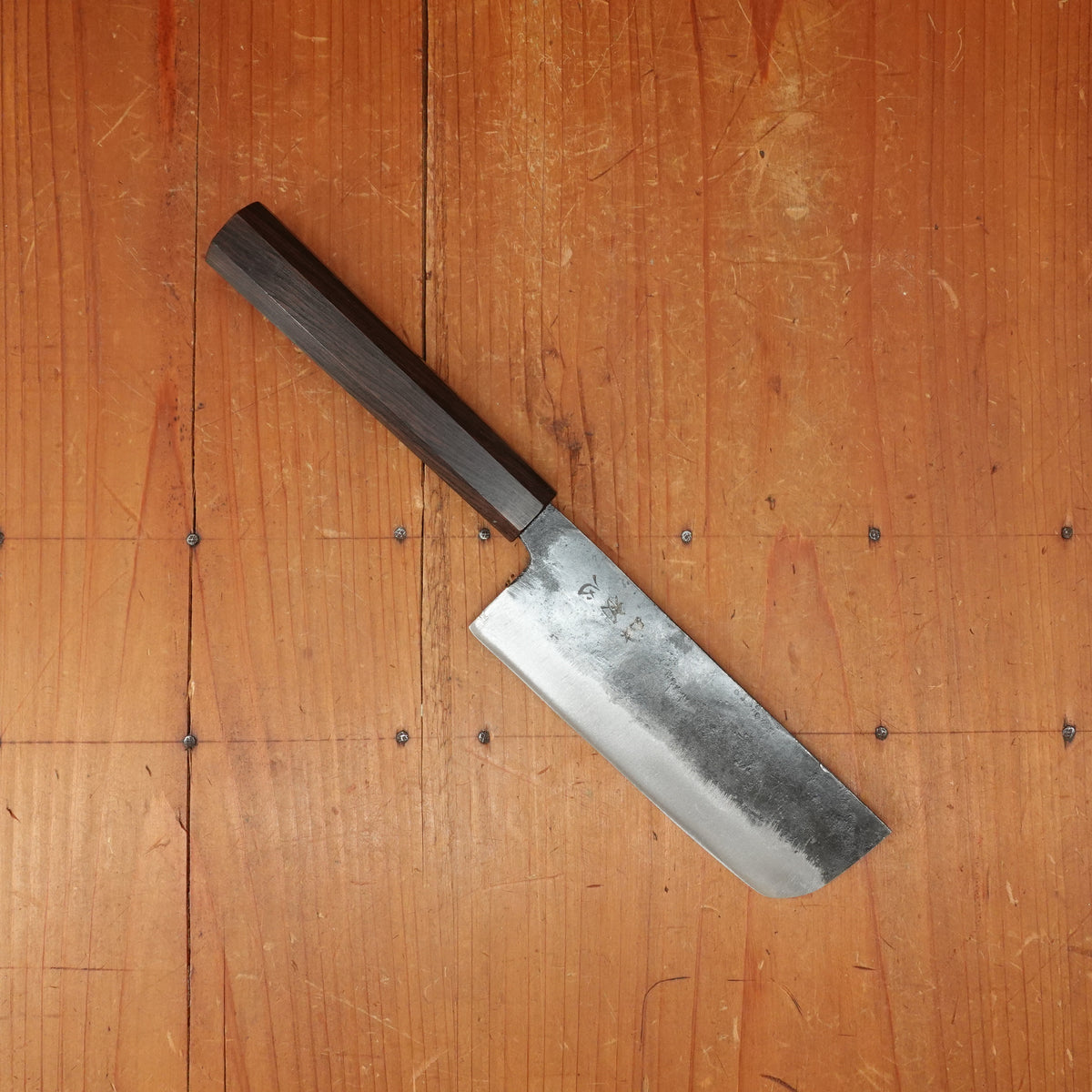 Hatsukokuro Kurogane 120mm Nakiri Iron Clad Aogami 2 Kurouchi Mono Ebony Handle