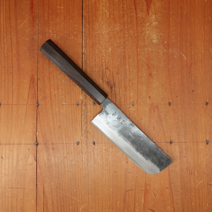 Hatsukokuro Kurogane 120mm Nakiri Iron Clad Aogami 2 Kurouchi Mono Ebony Handle