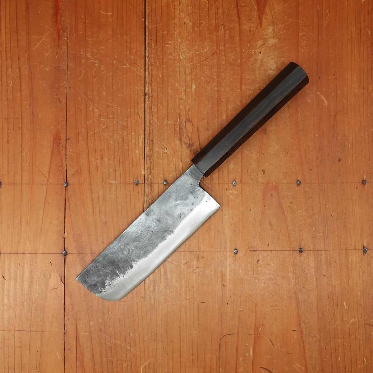 Hatsukokuro Kurogane 120mm Nakiri Iron Clad Aogami 2 Kurouchi Mono Ebony Handle