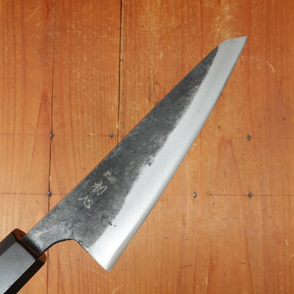 Hatsukokuro Kurogane 150mm Honesuki Kaku Iron Clad Aogami 2 Kurouchi Mono Ebony Handle