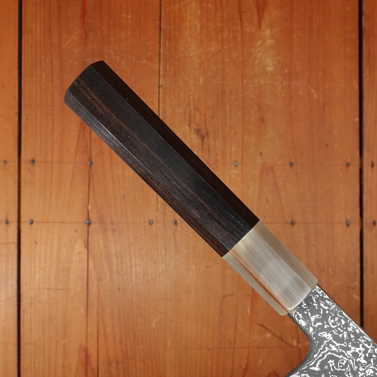 Masuda Yoshihide Kurozome 210mm Gyuto Aogami 1 Damascus Ebony with Black Buffalo Horn Handle
