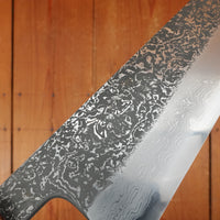 Masuda Yoshihide Kurozome 210mm Gyuto Aogami 1 Damascus Ebony with Black Buffalo Horn Handle