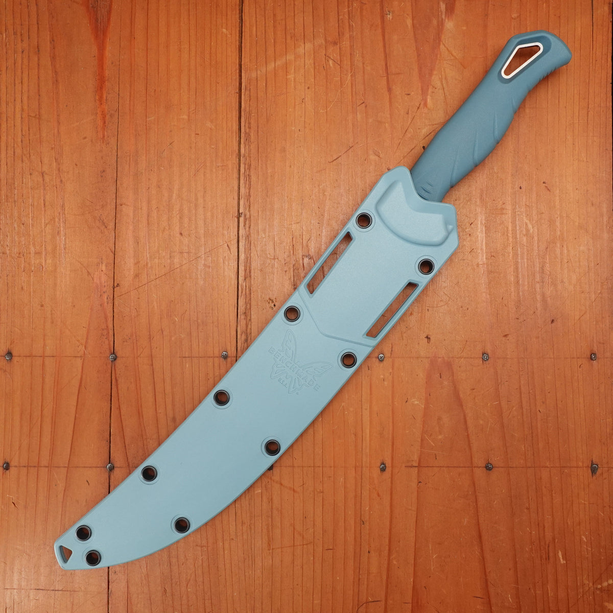 Benchmade 18020 Fishcrafter 9” Trailing Point CPM-Magnacut Fixed Blade Depth Blue Santoprene with Sheath