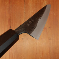 Hatsukokuro Kurogane 150mm Honesuki Kaku Iron Clad Aogami 2 Kurouchi Mono Ebony Handle