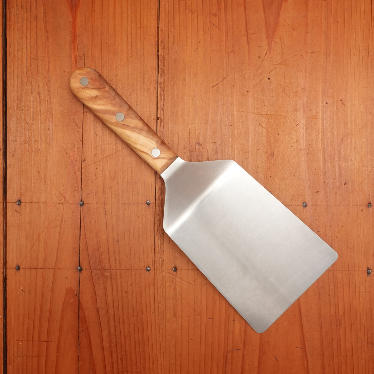 Due Buoi Stainless Wide Spatula Olive Handle