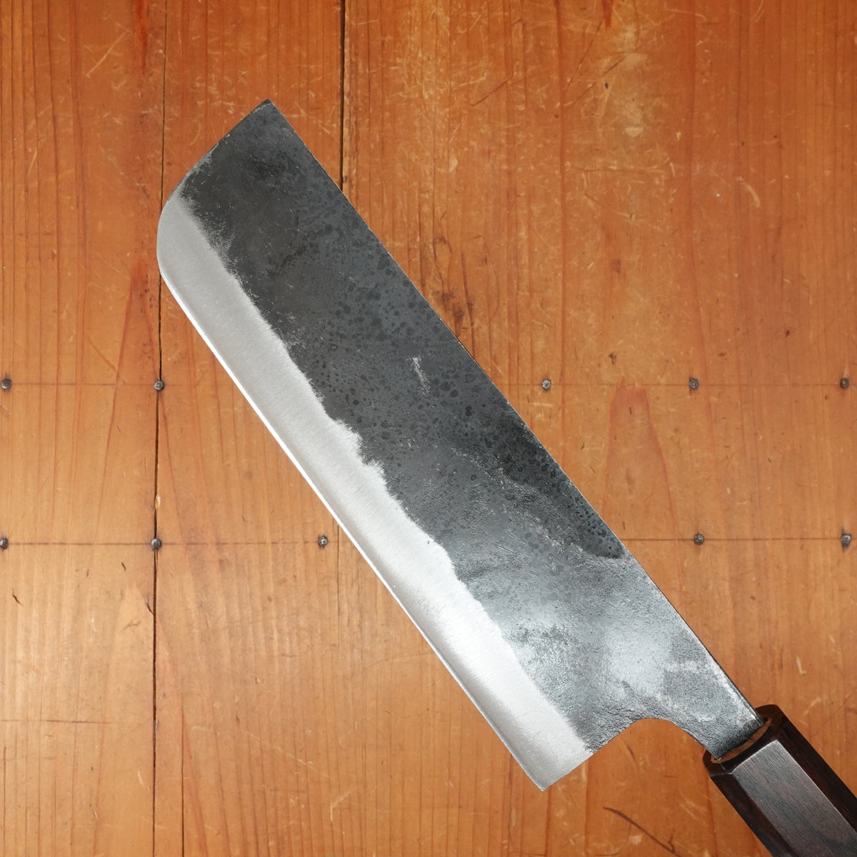 Hatsukokuro Kurogane 165mm Nakiri Iron Clad Aogami 2 Kurouchi Mono Ebony Handle