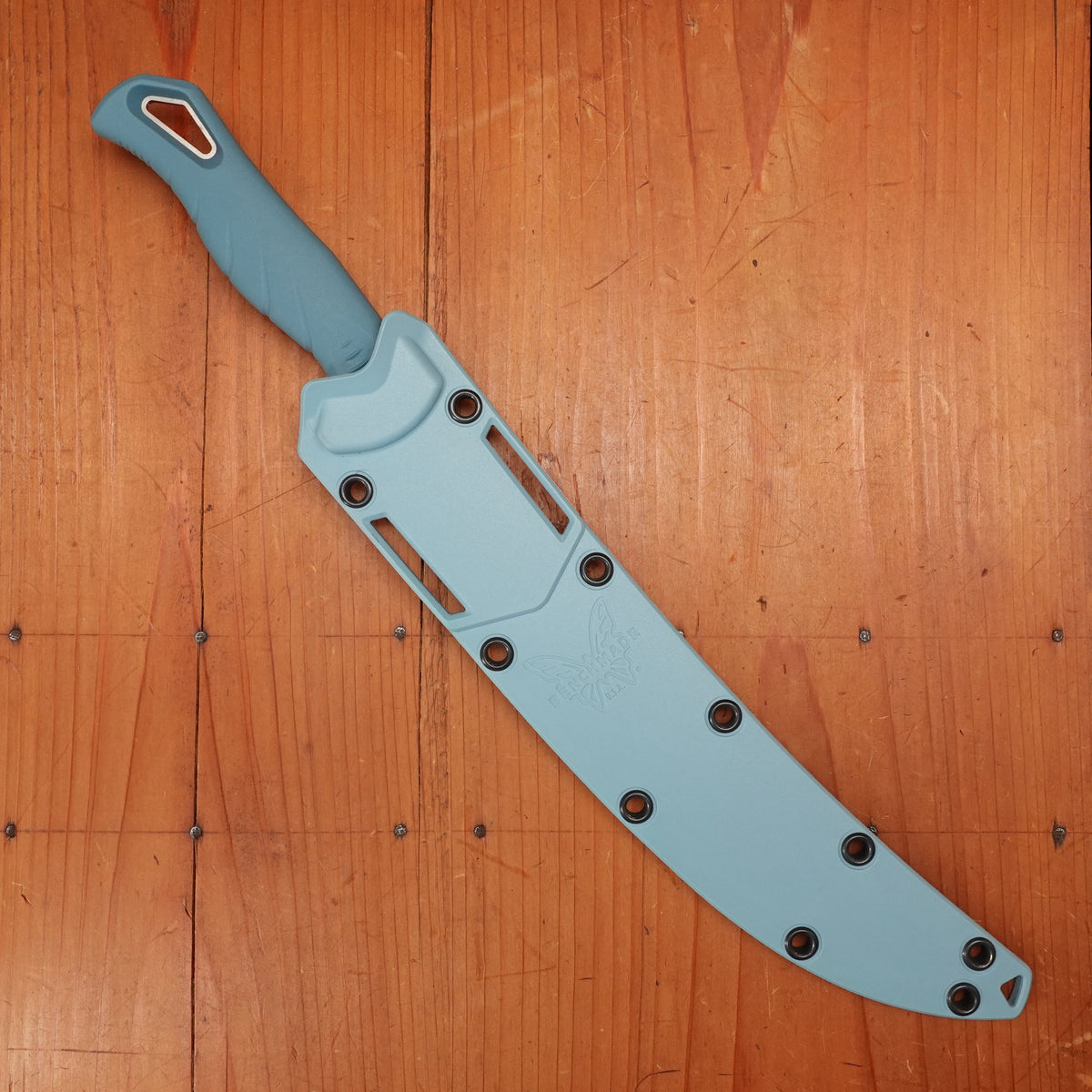 Benchmade 18020 Fishcrafter 9” Trailing Point CPM-Magnacut Fixed Blade Depth Blue Santoprene with Sheath