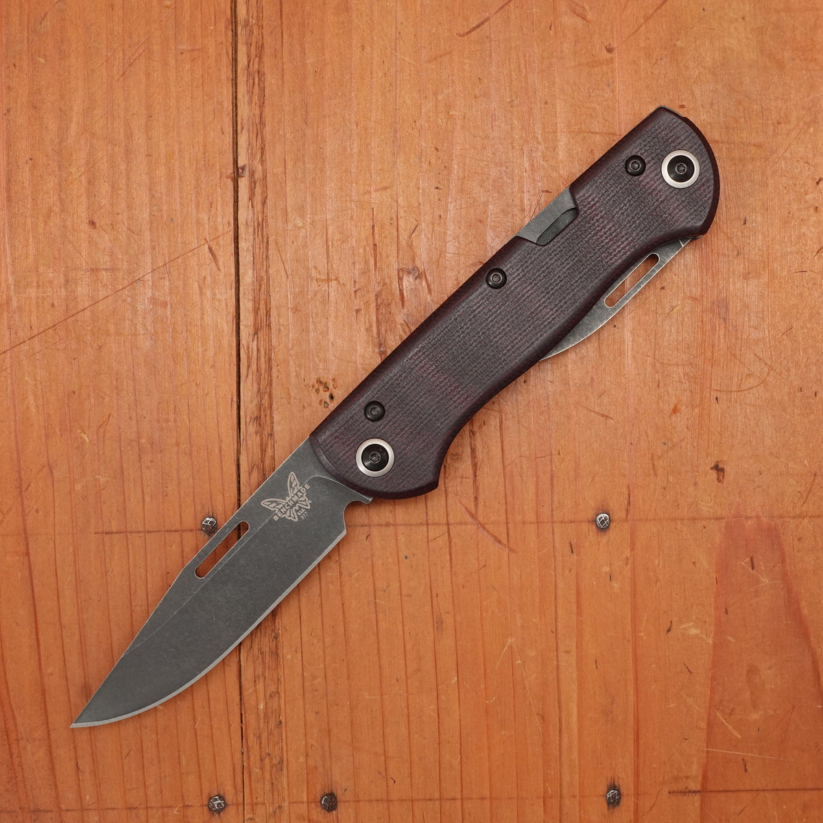 Benchmade 317BK-02 Weekender Drop Point CPM-S90V Lockback Double Red Micarta Handle with Second Blade and Bottle Opener