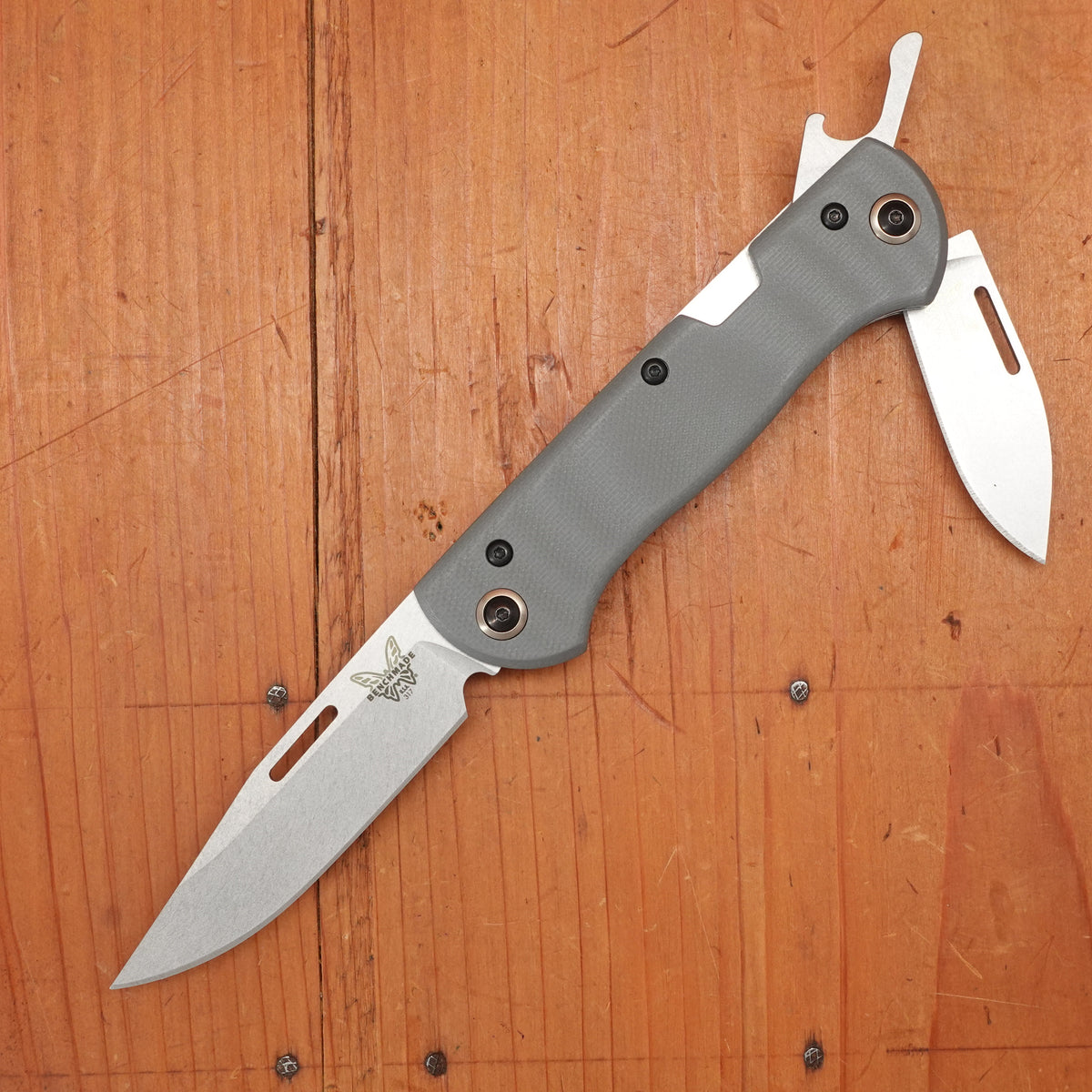 Benchmade 317 Weekender Drop Point CPM-S30V Lockback Gray G10 Handle with Second Blade and Bottle Opener