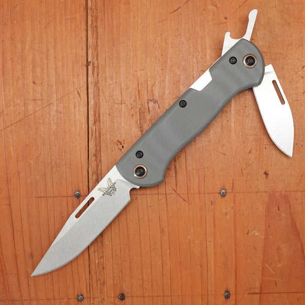 Benchmade 317 Weekender Drop Point CPM-S30V Lockback Gray G10 Handle with Second Blade and Bottle Opener