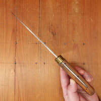 New Old Stock Pino Extra 6" Chef Knife Carbon Beech Wood & Brass Handle Maniago, Italy ~1950s 60s