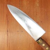 New Old Stock Pino Extra 6" Chef Knife Carbon Beech Wood & Brass Handle Maniago, Italy ~1950s 60s