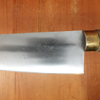 New Old Stock Pino Extra 6" Chef Knife Carbon Beech Wood & Brass Handle Maniago, Italy ~1950s 60s