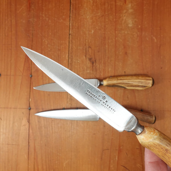 Assorted BC Historically Inaccurate Frederick Ward 4.5" Paring Knife Shear Carbon Steel Stag Handle Sheffield 1820s-50s?