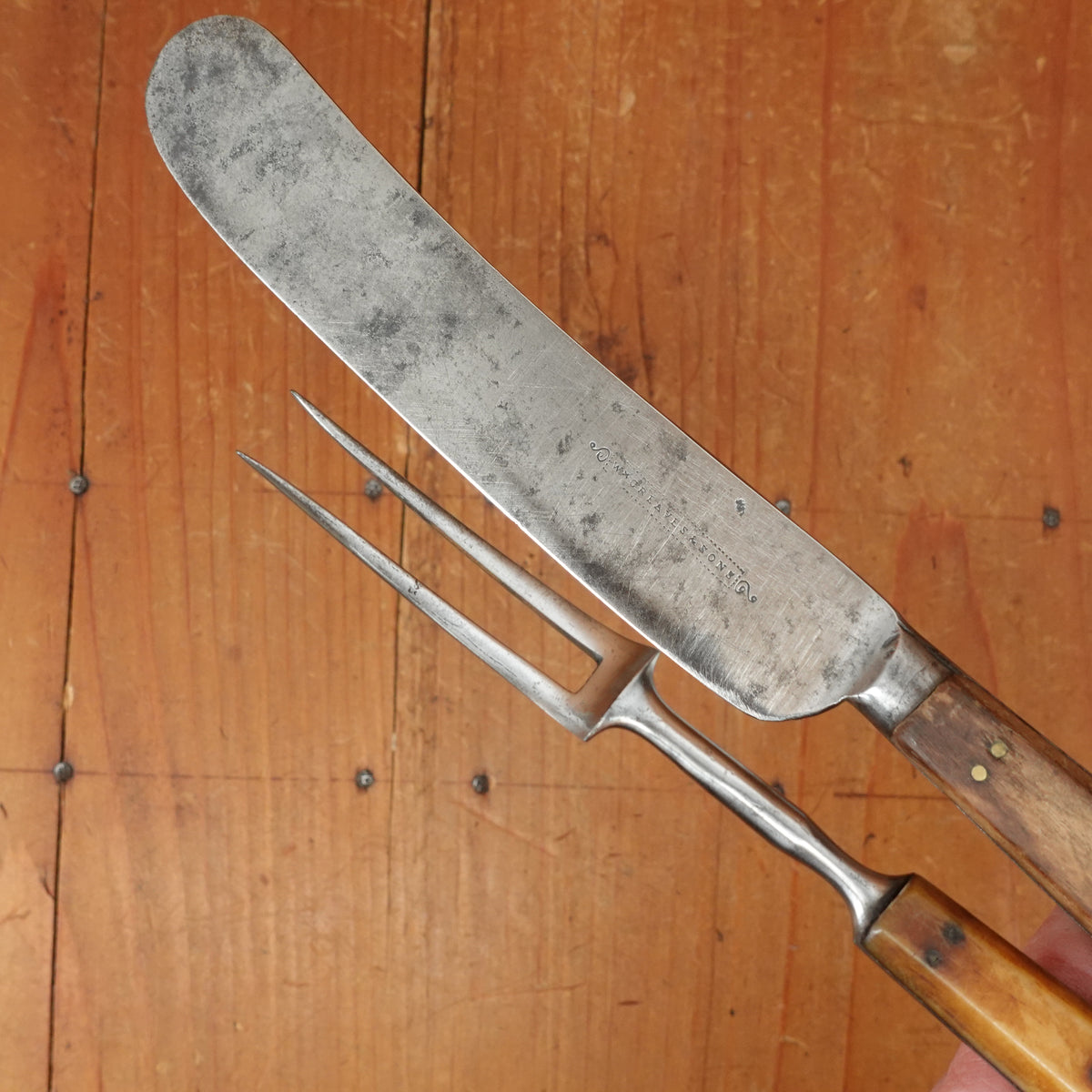 William Greaves and Sons Table Knife Set Stag Shear Steel Sheffield 1801-1825