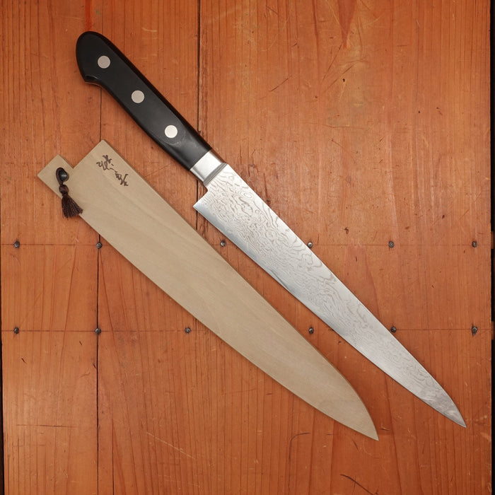 New Old Stock Konosuke Sakai SD Damascus 240 Sujihiki Western Handle circa 2013-17