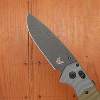 Benchmade 593BK PSK Drop Point MagnaCut AXIS Assist Gray & OD Green Handle