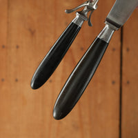 J Russell Green River Works 2pc Carving Set Integral Bolsters Gutta Percha Handles 1880s-1900