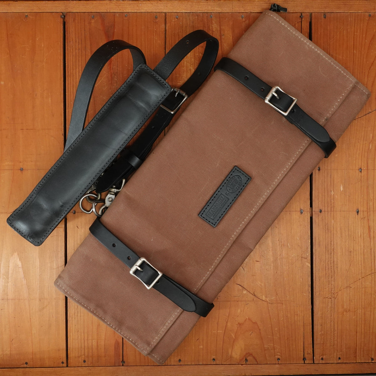 Hardmill Waxed Canvas Knife Roll w/ Leather Strap