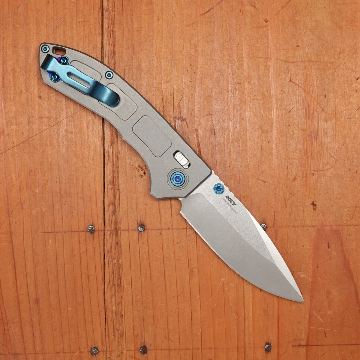 Benchmade 743 Mini Narrows Drop Point CPM-20CV AXIS Lock Raw Titanium Handle