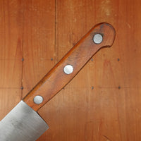 New Old Stock Mazzoli Chiasais 7.75" Chef Knife Carbon Cherry Handle Maniago, Italy ~1950s 60s