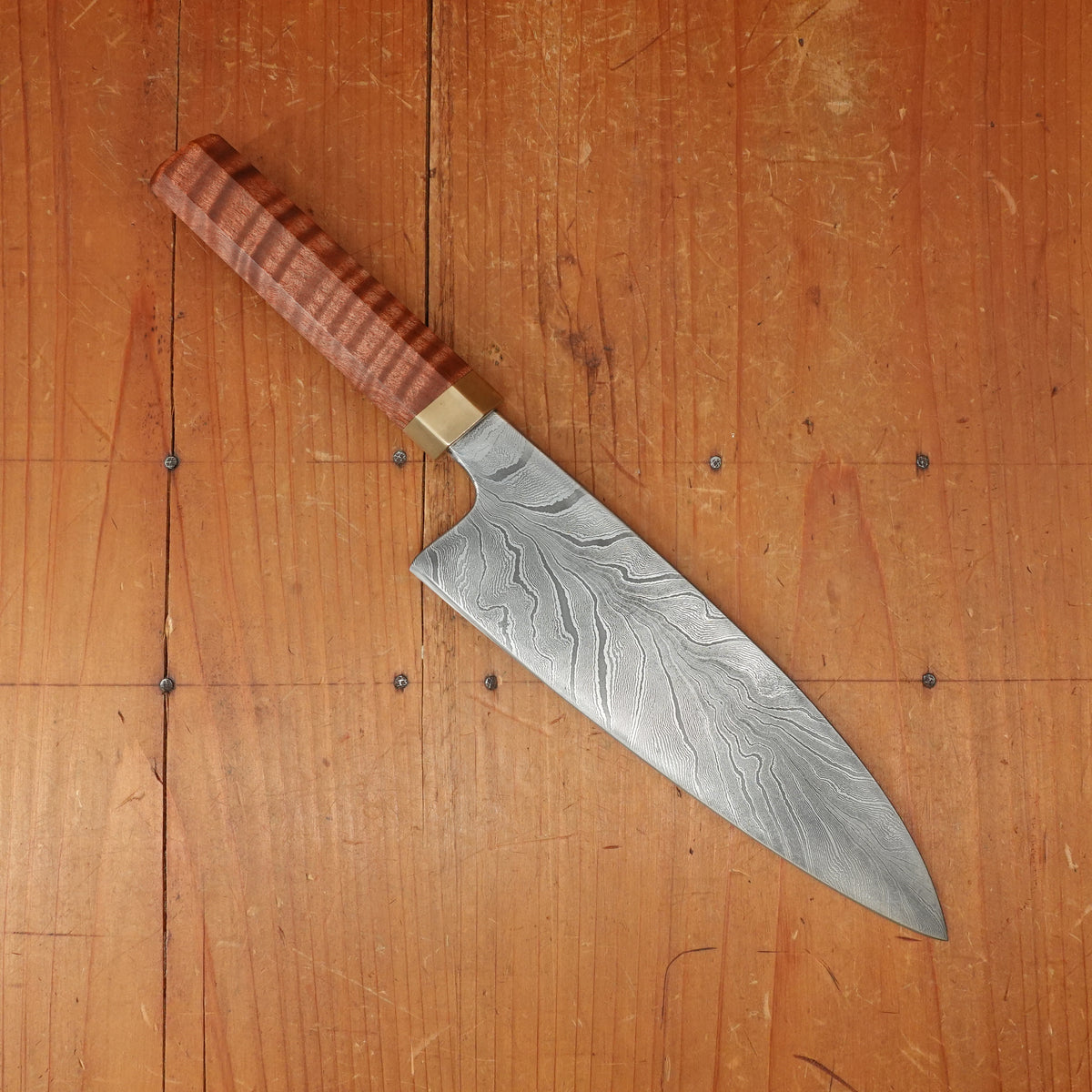 Trade In Isaac Brown 7" Chef Damascus Bronze Curly Maple
