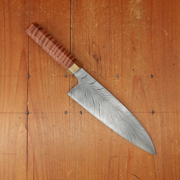 Trade In Isaac Brown 7" Chef Damascus Bronze Curly Maple