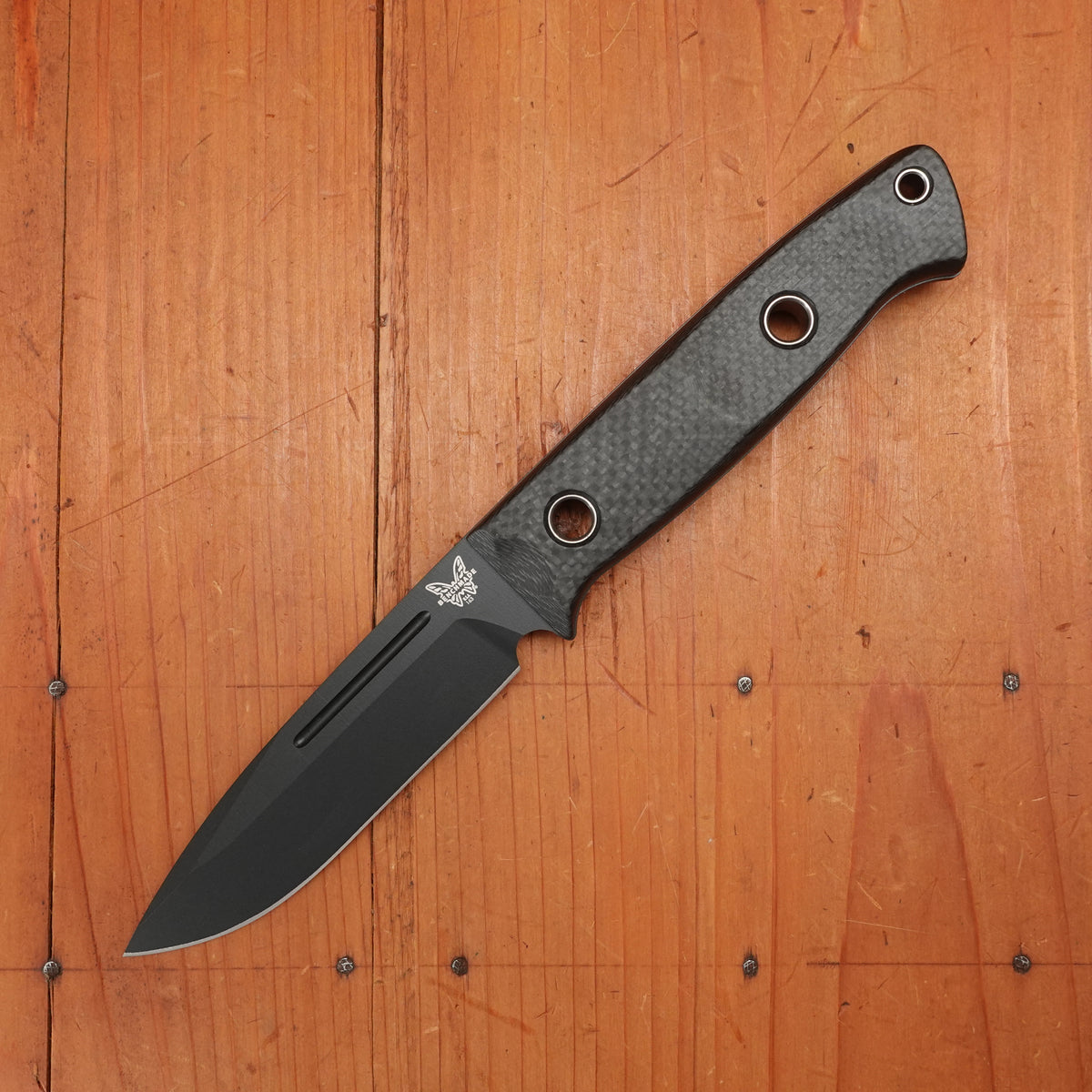 Benchmade 163BK Bushcrafter 4.3" Drop Point CPM-Cruwear Super Strong Tool Steel Fixed Blade Carbon Fiber Handle with Sheath