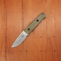 Benchmade 165-1 Mini Bushcrafter 3.4" Drop Point CPM-S30V Fixed Blade OD Green G10 Handle with Leather Sheath