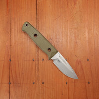 Benchmade 165-1 Mini Bushcrafter 3.4" Drop Point CPM-S30V Fixed Blade OD Green G10 Handle with Leather Sheath