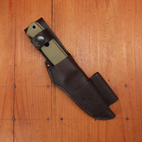 Benchmade 165-1 Mini Bushcrafter 3.4" Drop Point CPM-S30V Fixed Blade OD Green G10 Handle with Leather Sheath