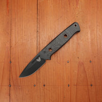 Benchmade 165BK Mini Bushcrafter 3.4" Drop Point CPM-Cruwear Super Strong Tool Steel Fixed Blade Carbon Fiber Handle with Sheath