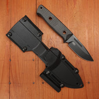 Benchmade 165BK Mini Bushcrafter 3.4" Drop Point CPM-Cruwear Super Strong Tool Steel Fixed Blade Carbon Fiber Handle with Sheath