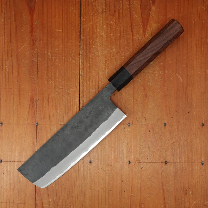 Shiro Kamo 180mm Nakiri Stainless Clad Aogami Super Oct Red Ebony