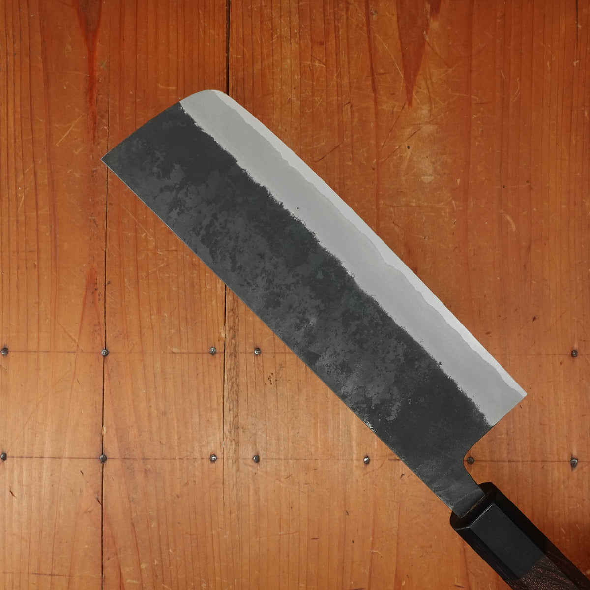 Shiro Kamo 180mm Nakiri Stainless Clad Aogami Super Oct Red Ebony