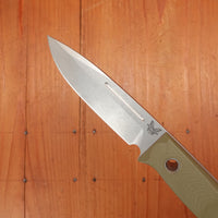 Benchmade 163-1 Bushcrafter 4.3" Drop Point CPM-S30V Fixed Blade OD Green G10 Handle with Leather Sheath