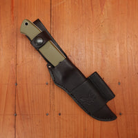 Benchmade 163-1 Bushcrafter 4.3" Drop Point CPM-S30V Fixed Blade OD Green G10 Handle with Leather Sheath