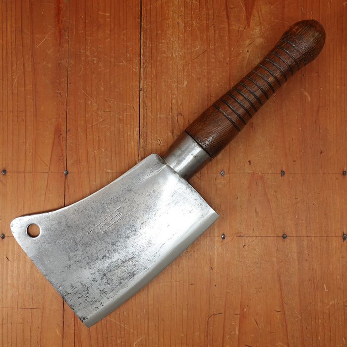 WM Beatty & Son 6" Cleaver Carbon Steel Turned Hardwood Handle Chester PA 19th C