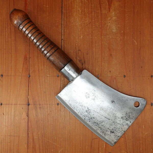 WM Beatty & Son 6" Cleaver Carbon Steel Turned Hardwood Handle Chester PA 19th C