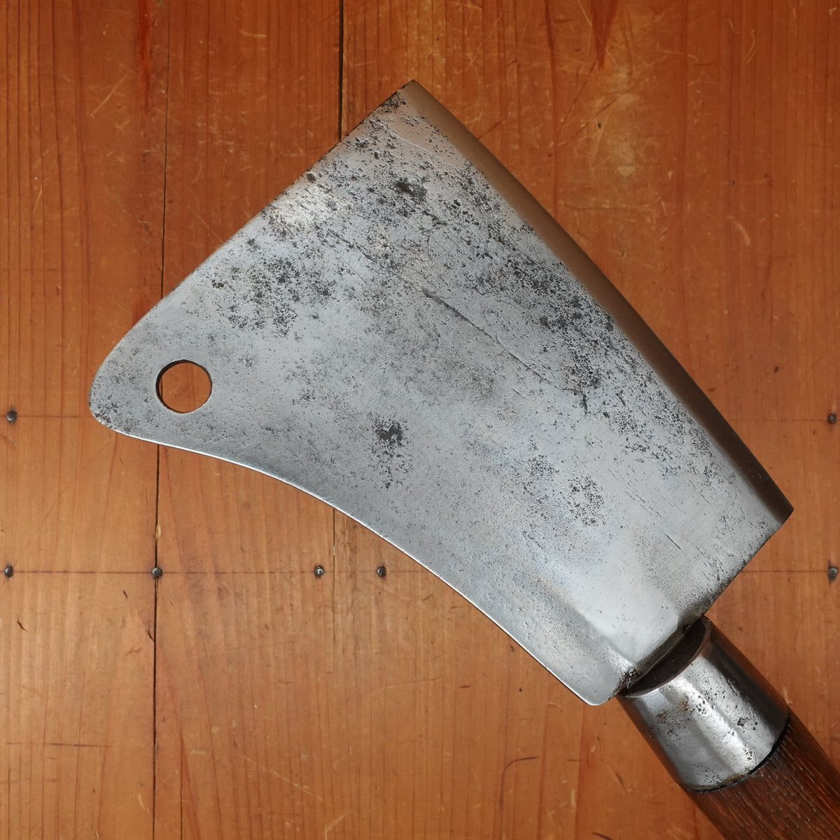 WM Beatty & Son 6" Cleaver Carbon Steel Turned Hardwood Handle Chester PA 19th C