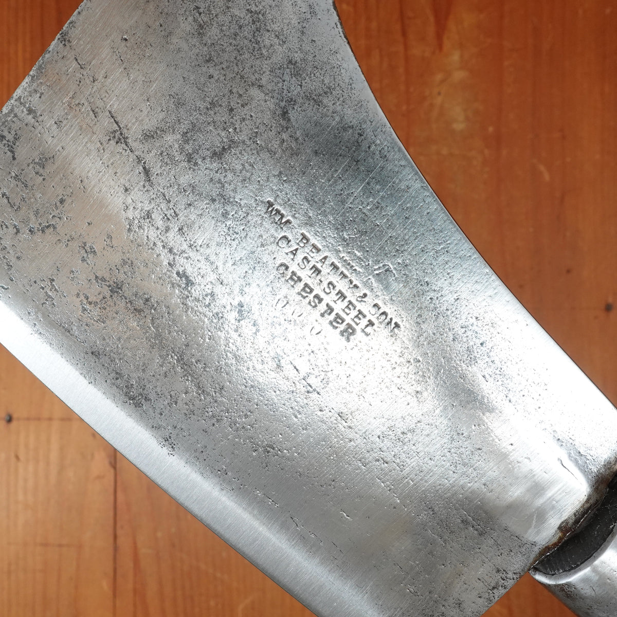 WM Beatty & Son 6" Cleaver Carbon Steel Turned Hardwood Handle Chester PA 19th C