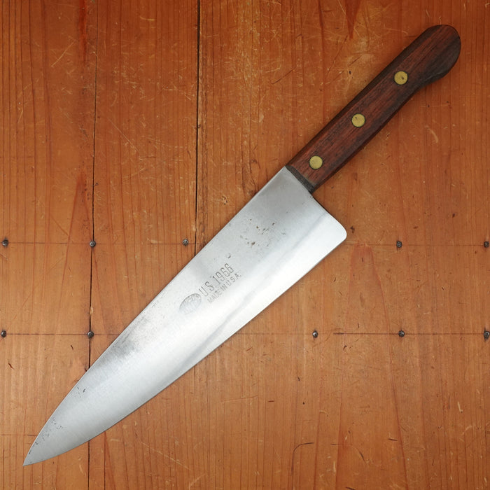Clyde Cutlery Co 10" Carbon Steel Chef Knife US 1966 Rosewood Handle Clyde Ohio 1966