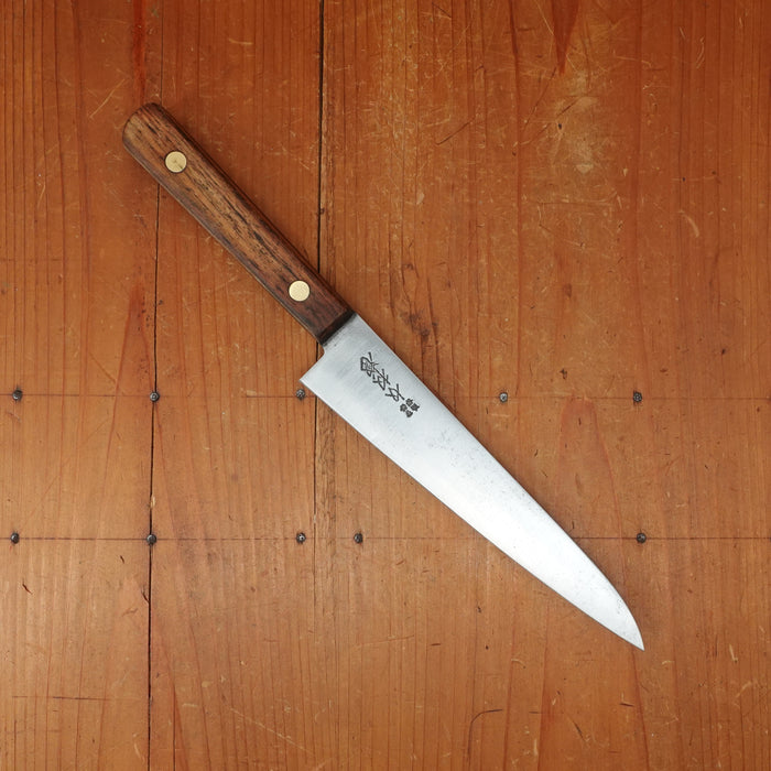 Honke-Kaneso 180mm Kanto Gyuto Carbon Steel Tropical hard wood 1/2 Rosette Rivets Japan 1960s-70s?