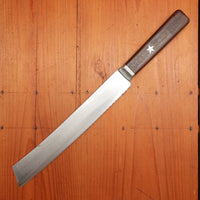 Unmarked Serrated 10" Knife Carbon Steel Star Inlay Re-Ground from American Cheese Knife 1890-30s